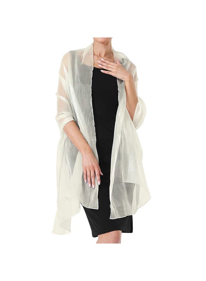 Ladiery Women's Shawl Scarf Stole, beige, 200×68 cm / 79" x 27" - Image 4