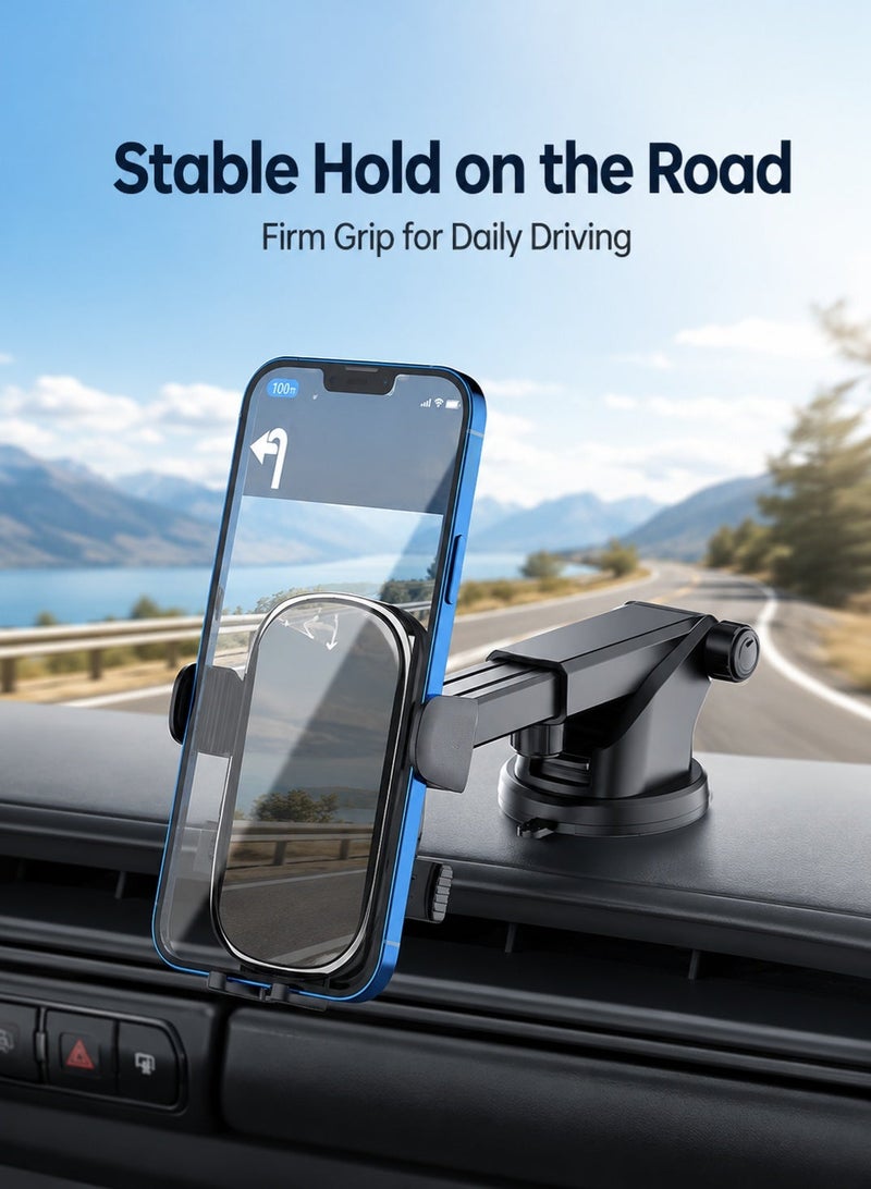 WYE Suction Cup Car Phone Holder | Strong Suction Cup | 360° Rotation phone Mount | Adjustable Length Arm | Windshield & Dashboard Mount | Universal Phone Stand Smartphone Compatibility | Black - Image 4