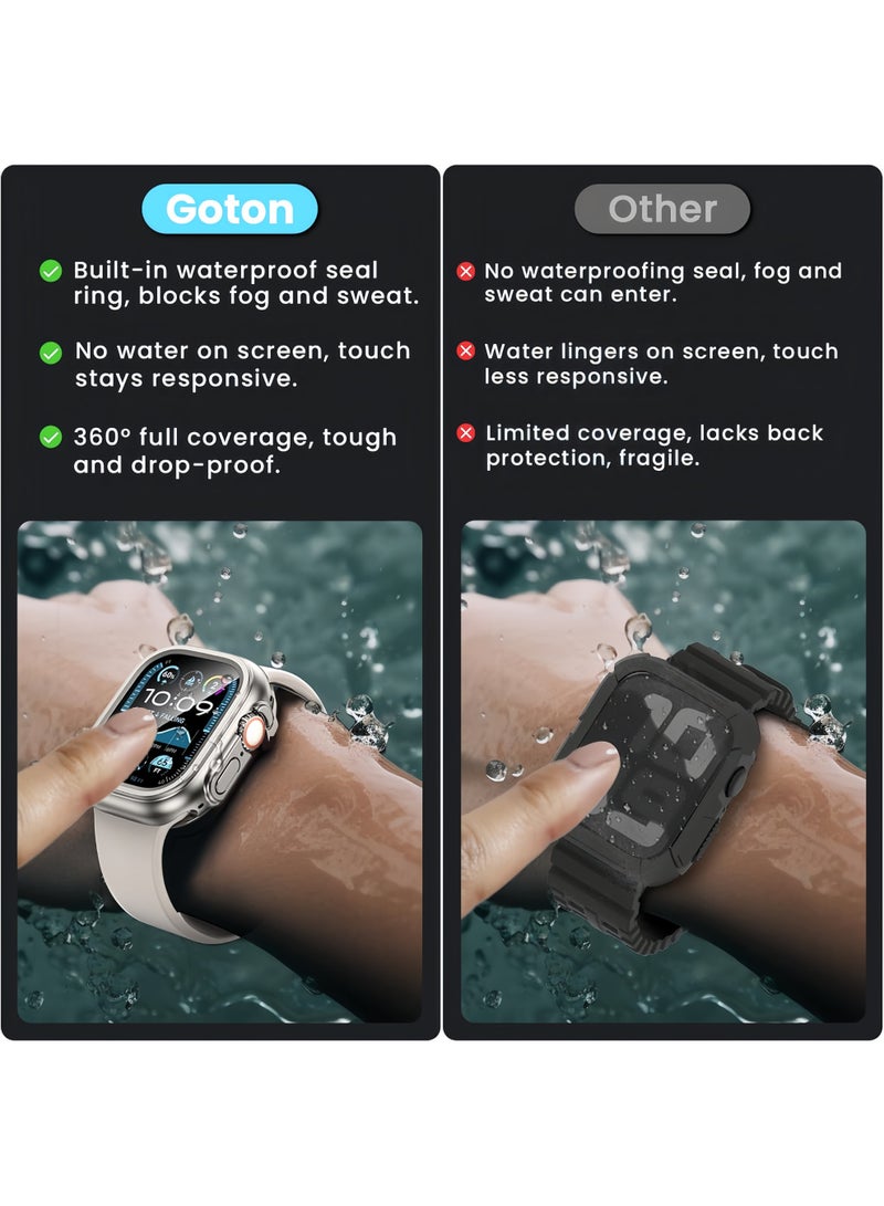 Compatible with Apple Watch Series 10 (2024) 46mm Hard Case with Tempered Glass Screen Protector,Unique Design Hard PC Waterproof Case Cover, Bumper Full Coverage Accessories for iWatch 10 46mm, Titanium - Image 2