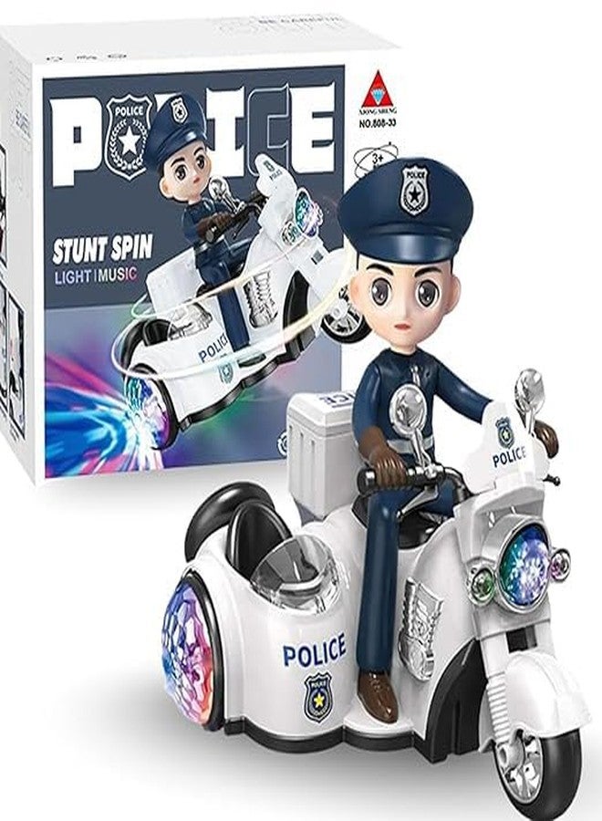NHR Police Motorbike Musical Toy for Kids with Detachable Policeman, 360° Rotating Stunt Spin Bike, Flashing Lights & Sound, Battery-Operated Vehicle for Boys & Girls ( 2+ Years) - Image 1