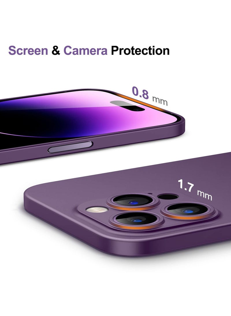 جي تيك جراب رفيع للغاية 0.35 مم لهاتف iPhone 14 Pro غطاء عدسة الكاميرا حماية كاملة خفيف الوزن غير لامع PP جراب صلب بسيط يدعم الشحن اللاسلكي أرجواني - Image 4