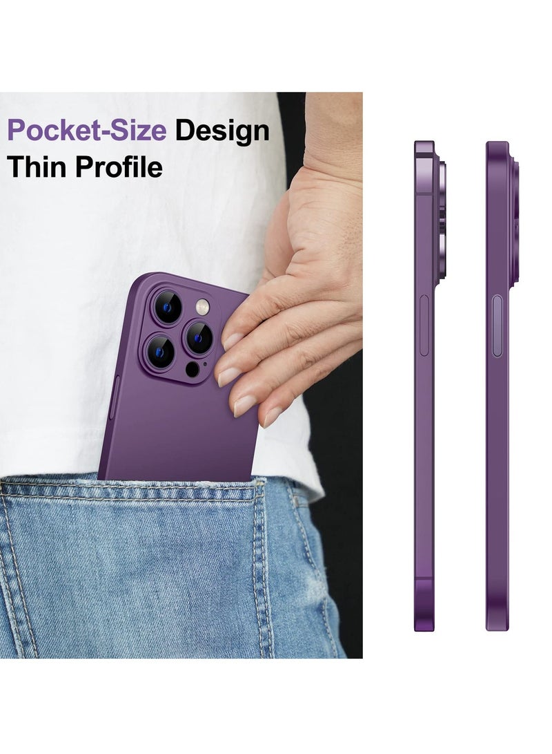 جي تيك جراب رفيع للغاية 0.35 مم لهاتف iPhone 14 Pro غطاء عدسة الكاميرا حماية كاملة خفيف الوزن غير لامع PP جراب صلب بسيط يدعم الشحن اللاسلكي أرجواني - Image 2