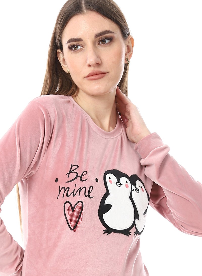 Andora Soft Sticthed Hooded Pajama Set_ Dusty Rose & Black - Image 5