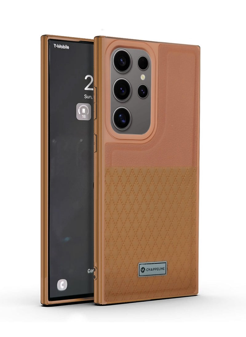 CHAPPELINE Liquid Silicone With Raised Camera Lips Card Holder Case Cover For Samsung Galaxy S23 Ultra 5G 2023 Brown  - Image 1