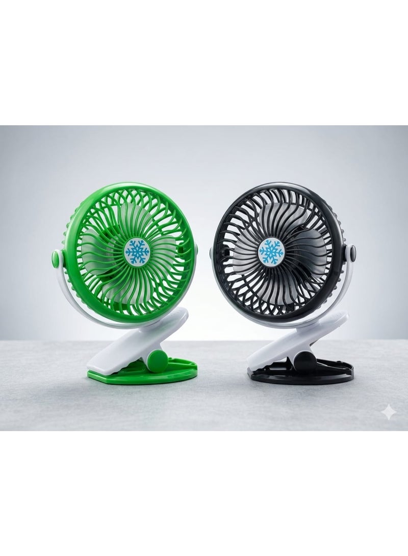 Rechargeable USB clip fan with powerful battery and strong mounting clip - ideal for home and office. - Image 1