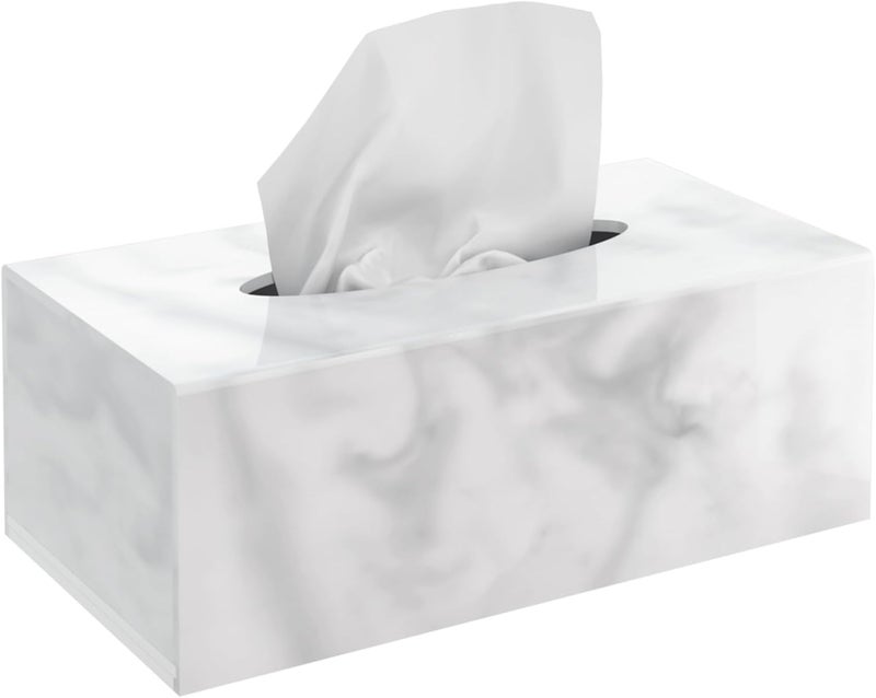PITBVO Tissue Box Cover, Marbled Acrylic Tissue Box Holder Rectangle Handmade Facial Tissue Holder Napkin Dispenser for Bathroom Kitchen Bedroom Home Office (Marbled, 9.85" L x 5.1" W x 4.5" H) - Image 1