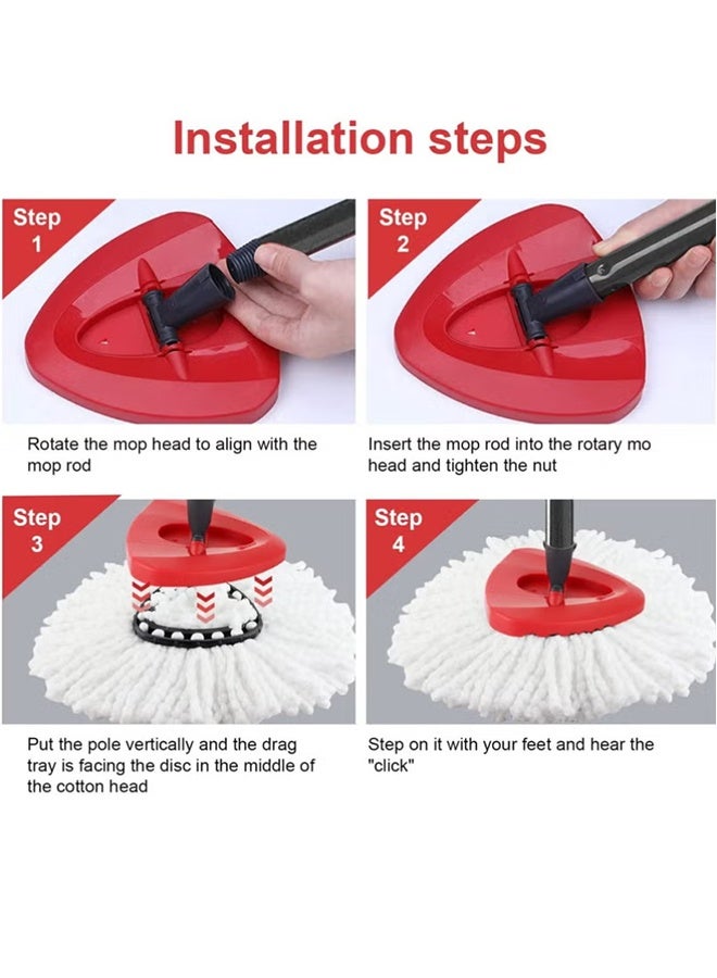 بكومور رأس بديل لممسحة دوارة مع قرص تعبئة مثلث دوار | قاعدة ممسحة سهلة العصر | رأس بديل بلاستيكي متين متوافق مع Easy Wring / Vileda / O-Cedar – أحمر - Image 5