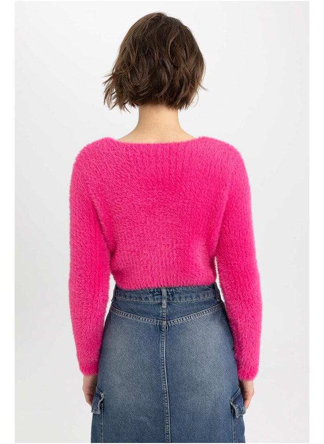 DeFacto - Woman Slim Fit V Neck Long Sleeve Tricot Cardigan - Image 1