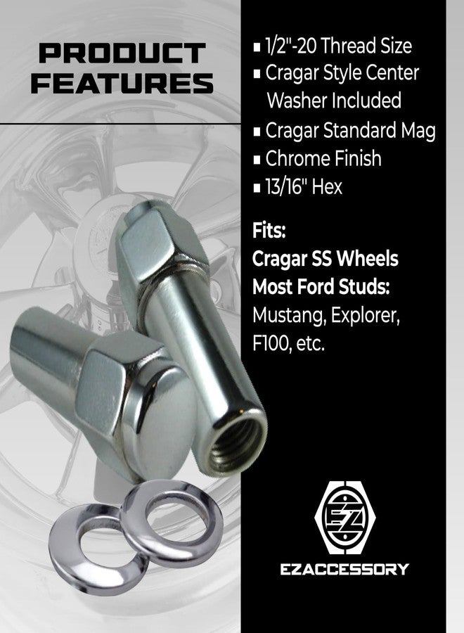 ezaccessory Cragar Standard Mag Lug Nut 1/2"-20 with Center Washer Pack of 20 8204-779 - Image 3