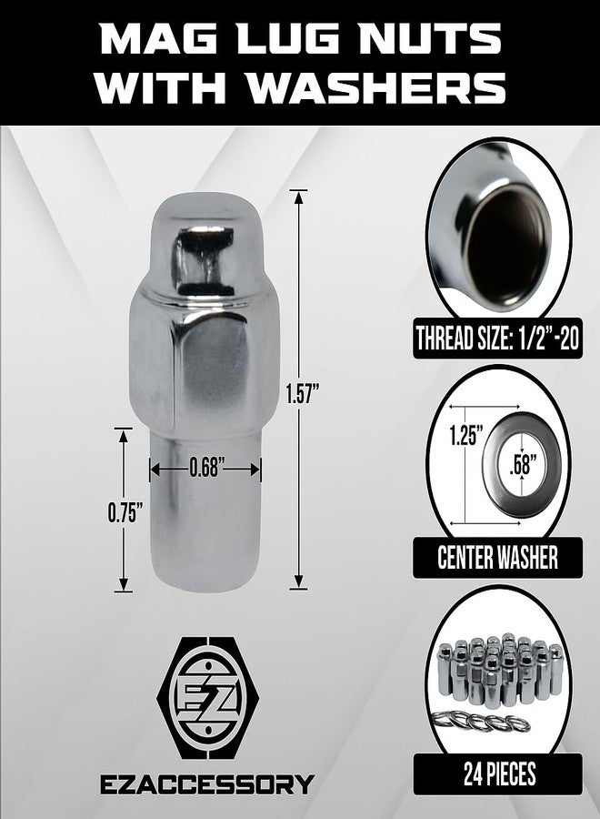 ezaccessory Cragar Standard Mag Lug Nut 1/2"-20 with Center Washer Pack of 20 8204-779 - Image 2