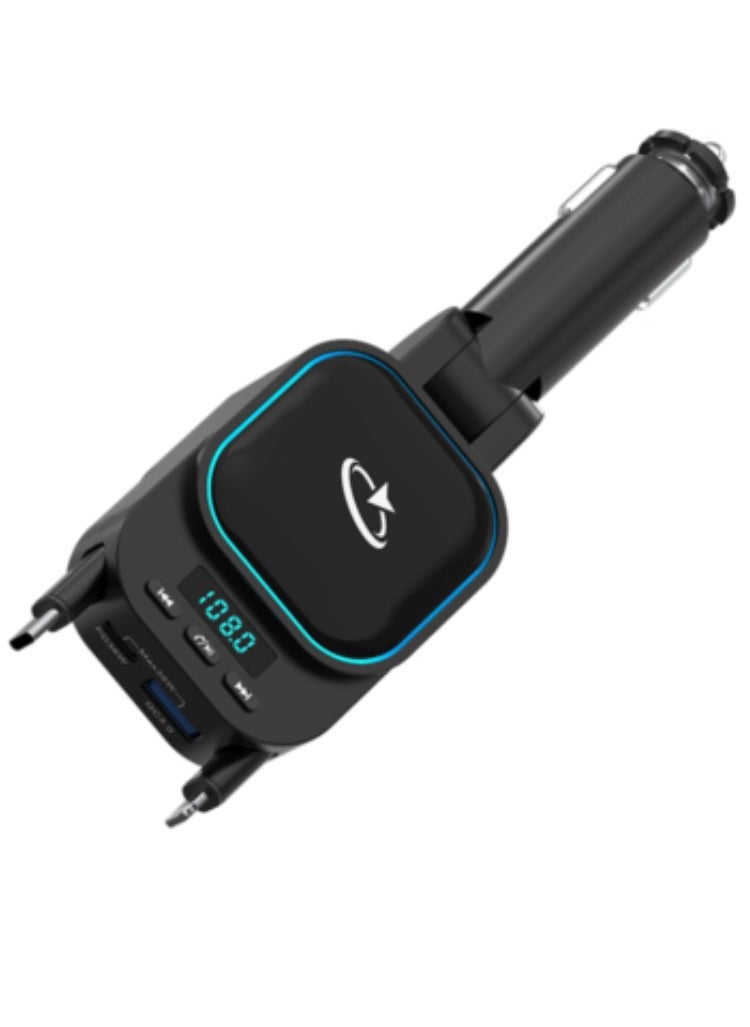 Goaltage Goaltage FMTR02 PowerTune Pro Bluetooth FM Transmitter with Built-In Cables, Multi-Format Support, Safety Protection, Fast Charging, Hands-Free Calling and Wide Compatibility  - Image 1