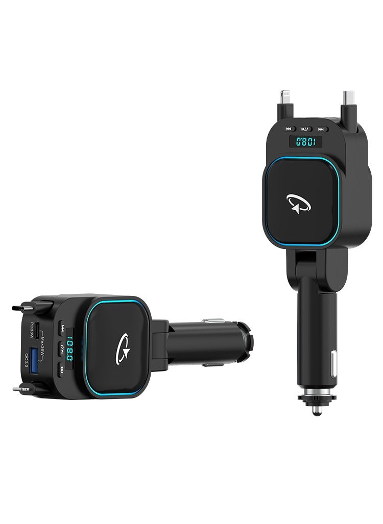 Goaltage Goaltage FMTR02 PowerTune Pro Bluetooth FM Transmitter with Built-In Cables, Multi-Format Support, Safety Protection, Fast Charging, Hands-Free Calling and Wide Compatibility  - Image 2