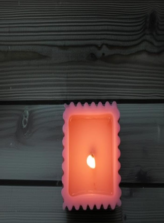 Stone & Feather� (SnF), English Garden Aromatic Ribbed Pillar Candle Half Filled, Pink (Paraffin Wax), Size 3x3 inches, Square, for Meditation, Home Decoration, Diwali - Image 4