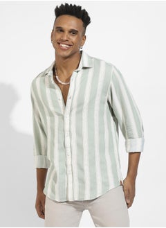 Instafab Plus Contrast Club Striped Shirt  - Image 2