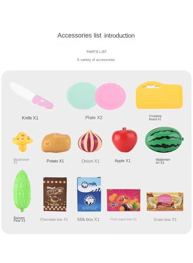 جيرينك عربة تسوق للأطفال، مجموعة لعب عربة عربة لعب دور المطبخ، مجموعة لعب عربة لعب تظاهرية، لعبة تعليمية، عربة تسوق محاكاة 2 في 1 بعجلات، عربة تسوق مساعد صغير للأطفال، عربة تسوق بقالة مع طعام تظاهري وملحقات، سهلة التركيب آمنة للأطفال ومتينة، مثالية لألعاب لعب الأدوار من عمر سنتين فما فوق (أزرق) - Image 5