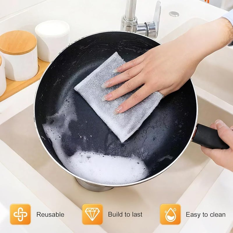 KASTWAVE Multipurpose Non-Scratch Metal Dish Scrubber, Reusable Stainless Steel Wire Sponge Pad for Wet & Dry Use, Rust-Resistant Kitchen Sink and Cookware Cleaning Tool (3 Pack) - Image 3