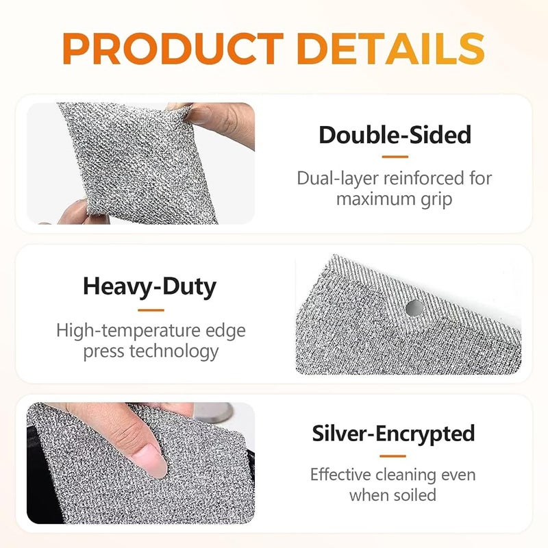 KASTWAVE Multipurpose Non-Scratch Metal Dish Scrubber, Reusable Stainless Steel Wire Sponge Pad for Wet & Dry Use, Rust-Resistant Kitchen Sink and Cookware Cleaning Tool (3 Pack) - Image 4
