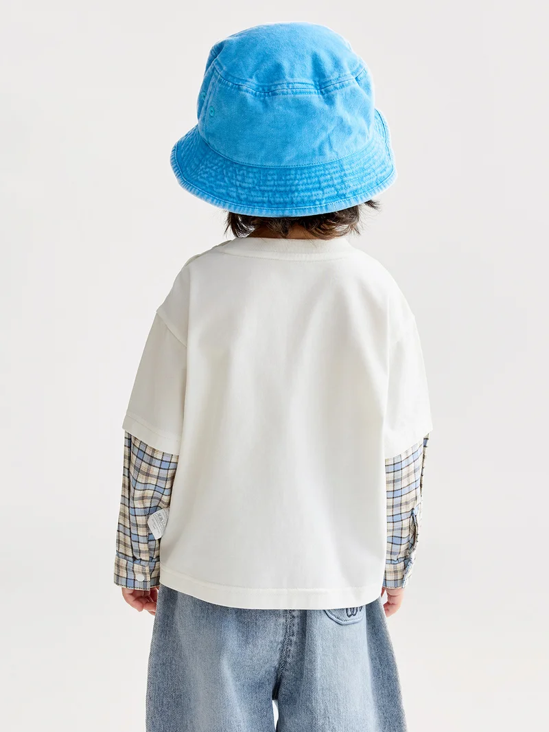 Balabala Toddler Boy Round v-neck long-sleeved T-shirt