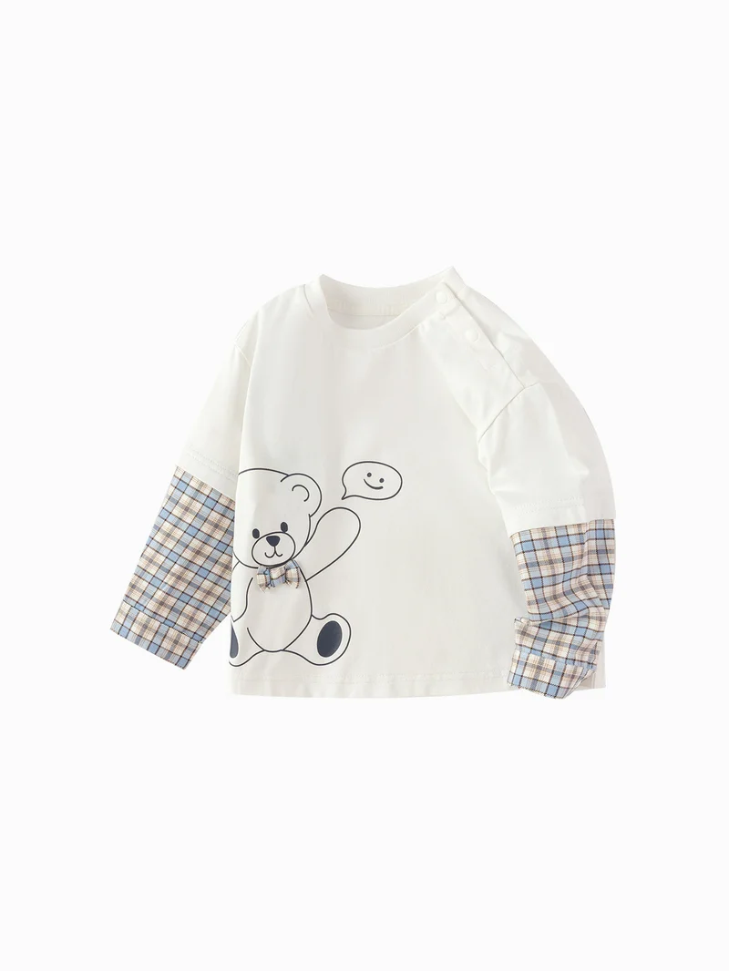 Balabala Toddler Boy Round v-neck long-sleeved T-shirt