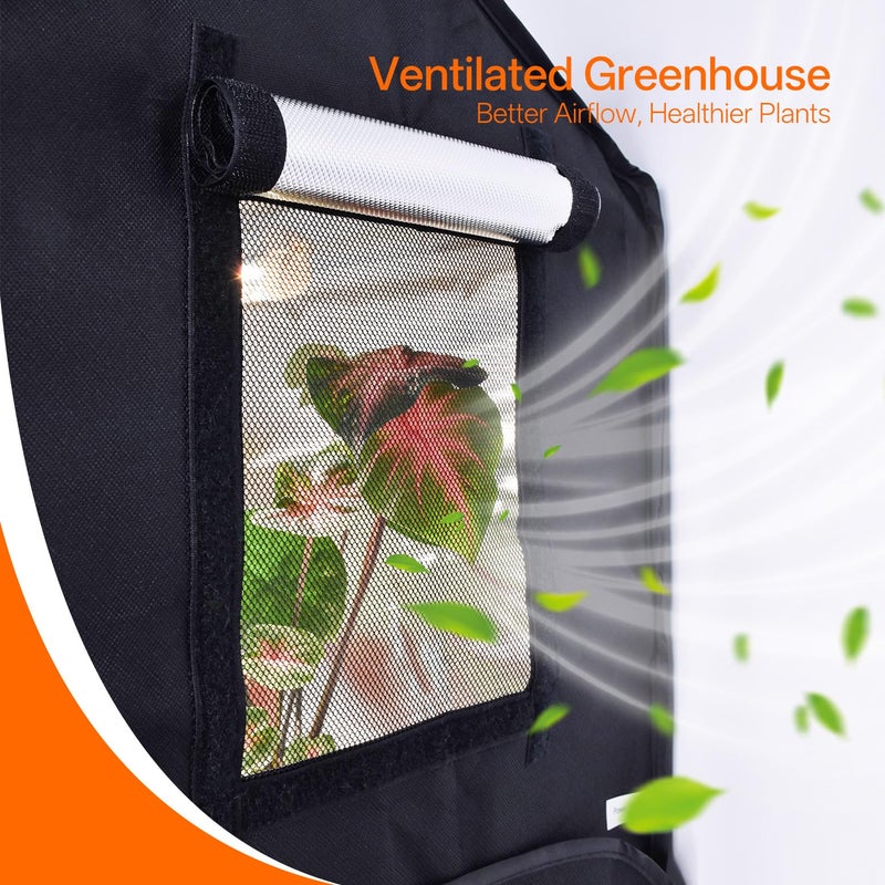 Bstrip Indoor Greenhouse with Grow Light, Mini Grow Tent with Oxford Fabric, Waterproof Base Mat&Ventilation Window for Seed Starting&Plant Growth, 18W Grow Light with Timer, 23.8"x15.7"x20.5" - Image 3