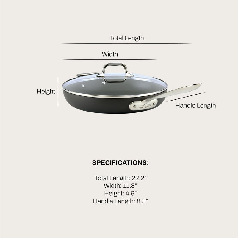 All-Clad HA1 Hard Anodized Nonstick Fry Pan 12 Inch Induction Oven Broiler Safe 500F, Lid Safe 350F Pots and Pans, Cookware Black - Image 3