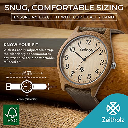Zeitholz Unisex Wooden Watch - Altenberg Model, Handmade from 100% Natural Bamboo with Quartz Movement - Lightweight Analog Wooden Watch for Men and Women - Adjustable Band Fits Any Wrist - Image 3