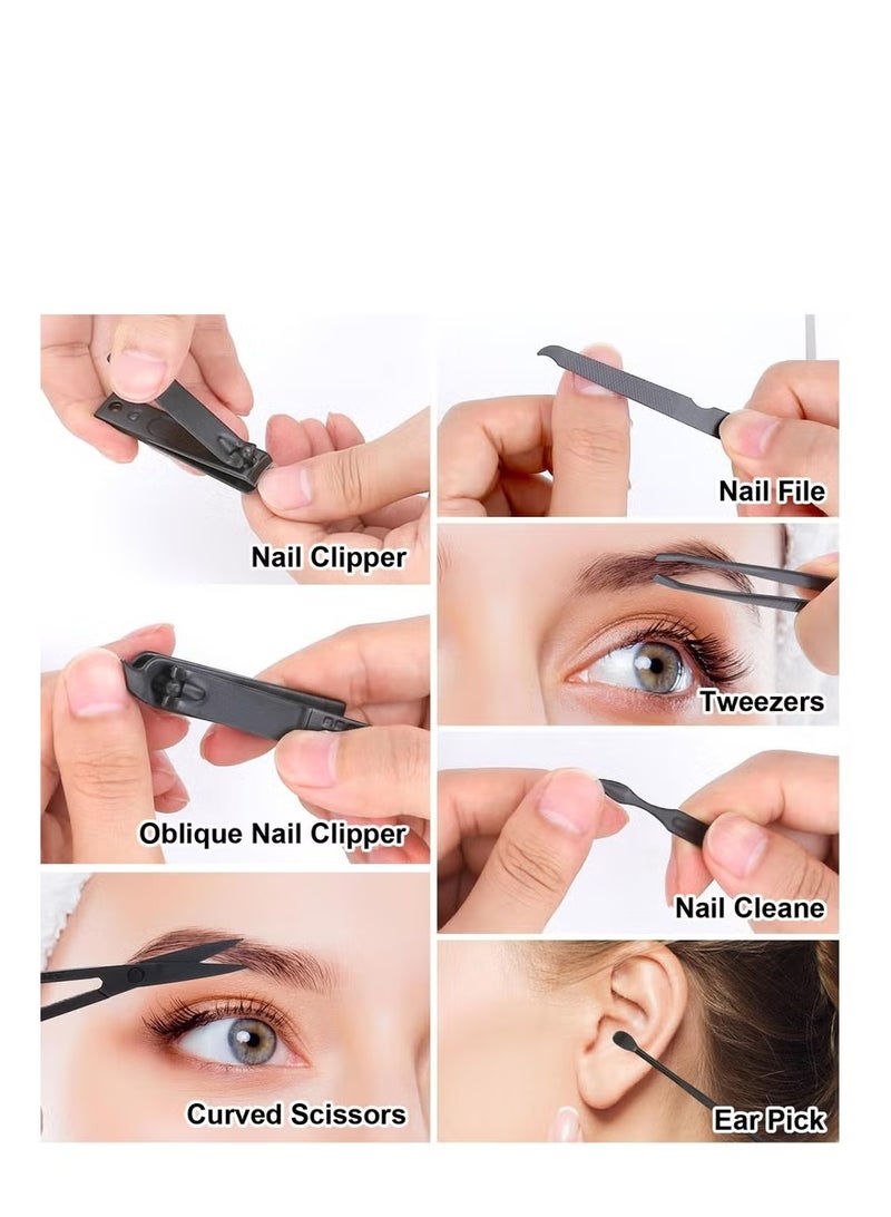 طقم أدوات مانيكير وباديكير 12 في 1 – مجموعة متكاملة لتقليم الأظافر والعناية باليدين والقدمين، قصافات ومقصات احترافية في حقيبة أنيقة - Image 2
