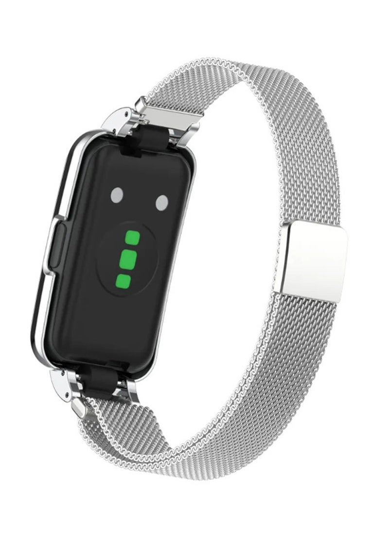 X-level Straps Compatible with Honor Band 6,Honor Band 7 Metal Integrated Case Strap,Magnetic Stainless Steel Mesh Replacement Strap Wristband Sport Band for Women Men  - Image 4