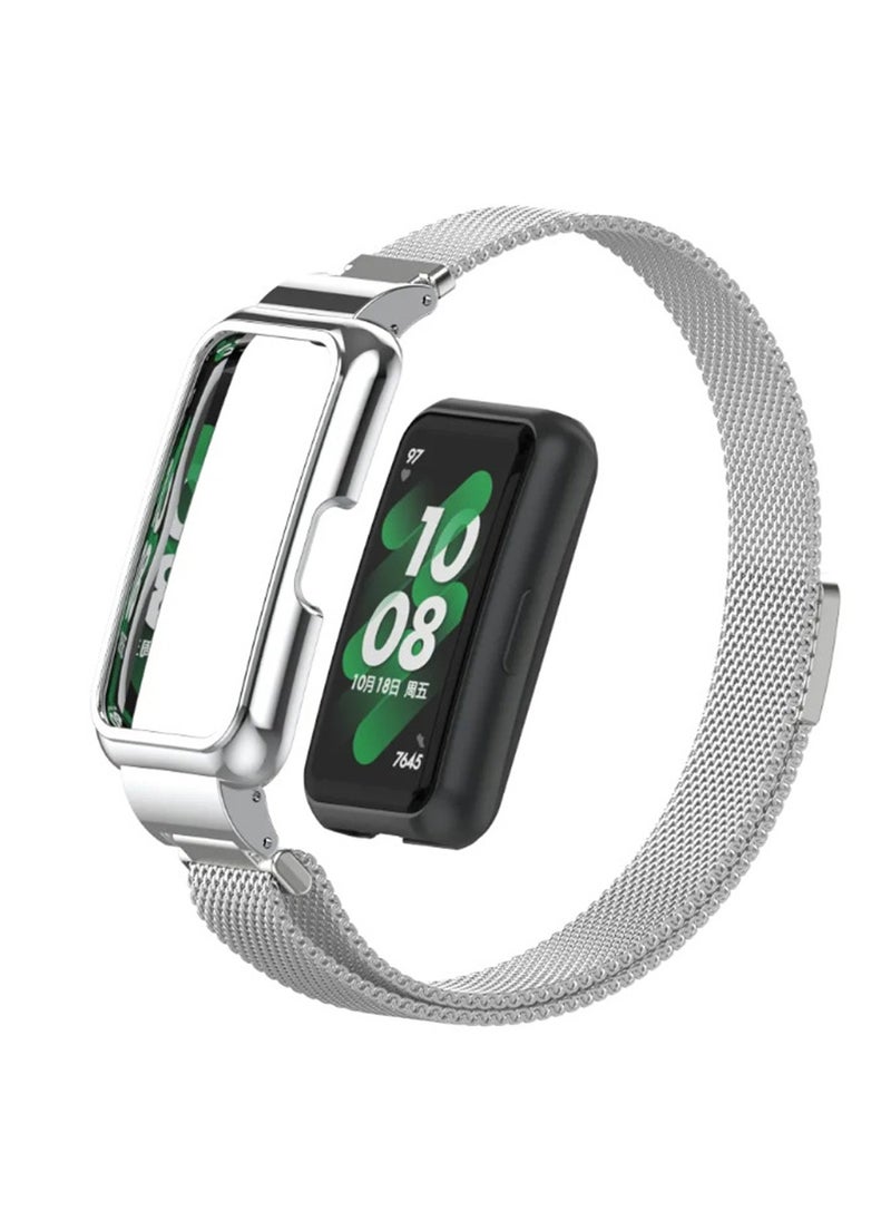 X-level Straps Compatible with Honor Band 6,Honor Band 7 Metal Integrated Case Strap,Magnetic Stainless Steel Mesh Replacement Strap Wristband Sport Band for Women Men  - Image 5