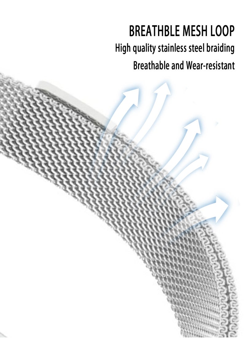 X-level Straps Compatible with Honor Band 6,Honor Band 7 Metal Integrated Case Strap,Magnetic Stainless Steel Mesh Replacement Strap Wristband Sport Band for Women Men  - Image 2