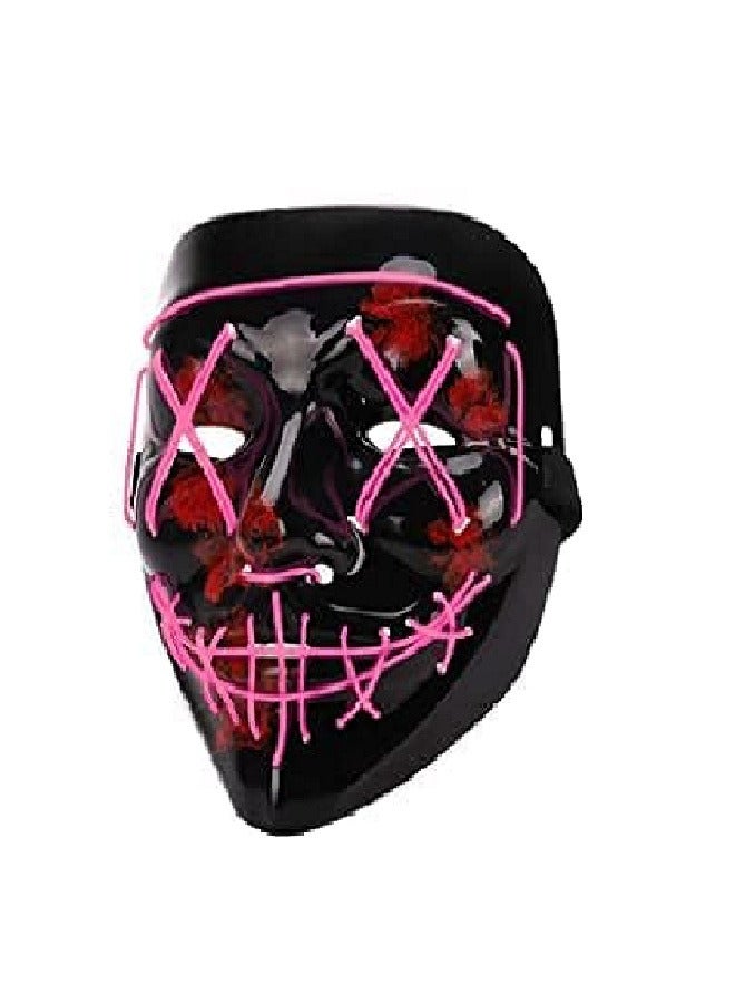 LED Halloween Face Mask Light up Mask Cosplay,Halloween Masks ( pink) - Image 1