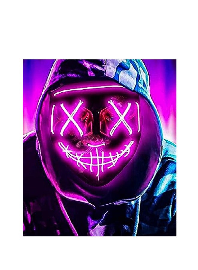 LED Halloween Face Mask Light up Mask Cosplay,Halloween Masks ( pink) - Image 2