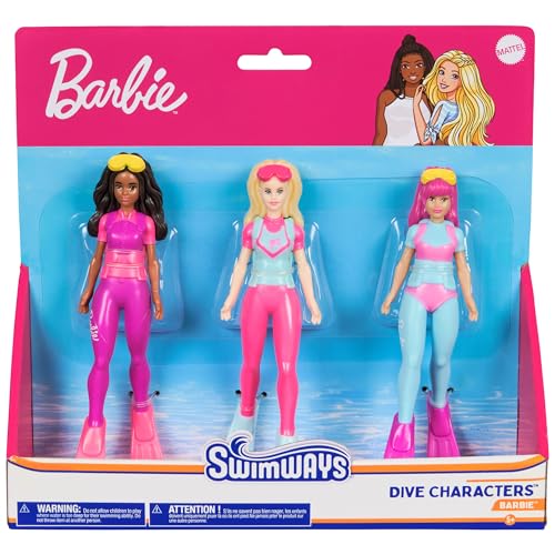SwimWays Barbie Dive Characters 3Pack Swimming Pool Accessories Kids Pool Toys Pool Party Supplies Water Toys for Kids Aged 5 Up - Image 1