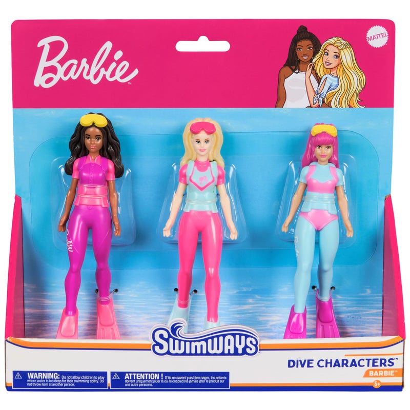 SwimWays Barbie Dive Characters 3Pack Swimming Pool Accessories Kids Pool Toys Pool Party Supplies Water Toys for Kids Aged 5 Up - Image 2