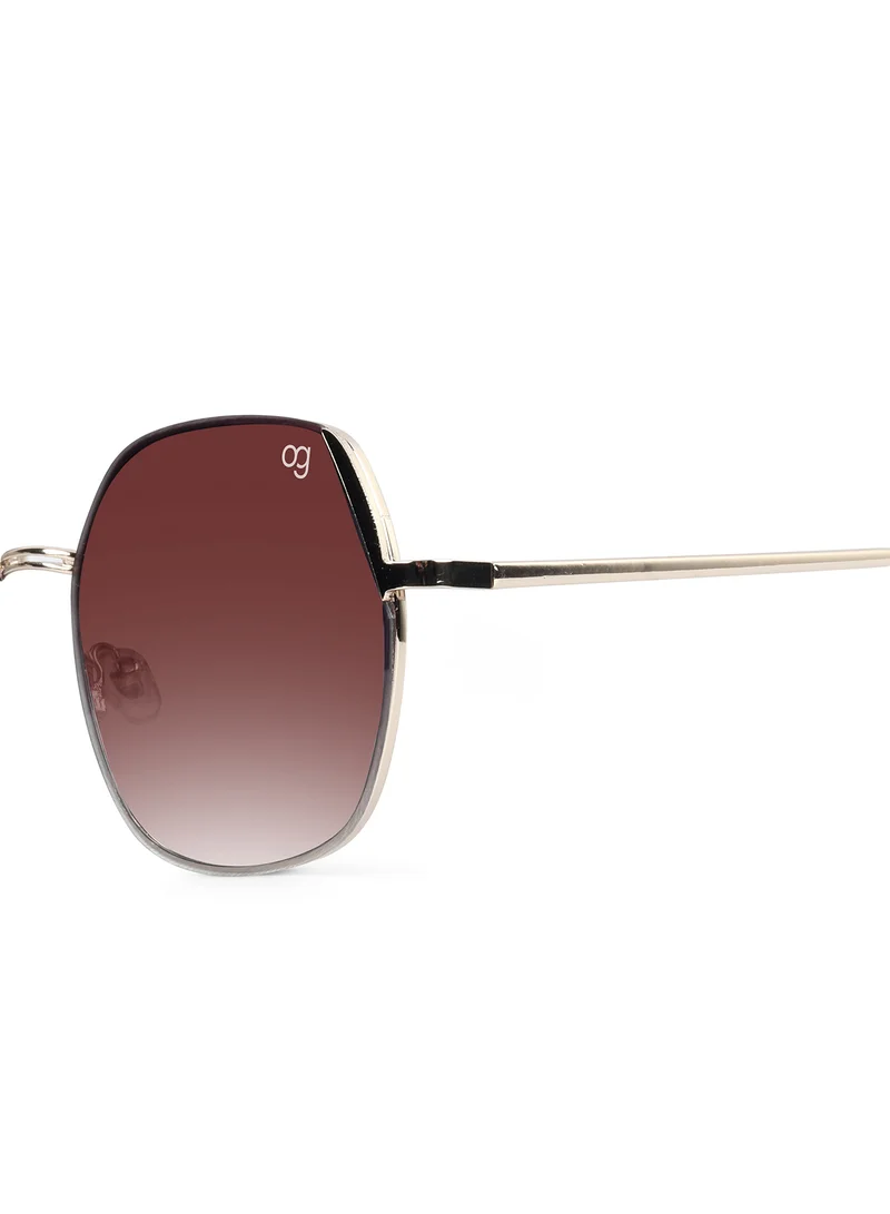 Woggles Latest & Stylish UV Protected Glow Golden Round Sunglasses for Men & Women