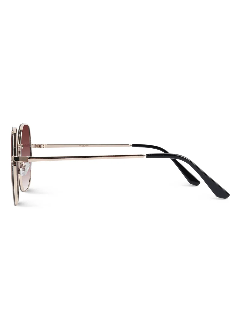 Woggles Latest & Stylish UV Protected Glow Golden Round Sunglasses for Men & Women