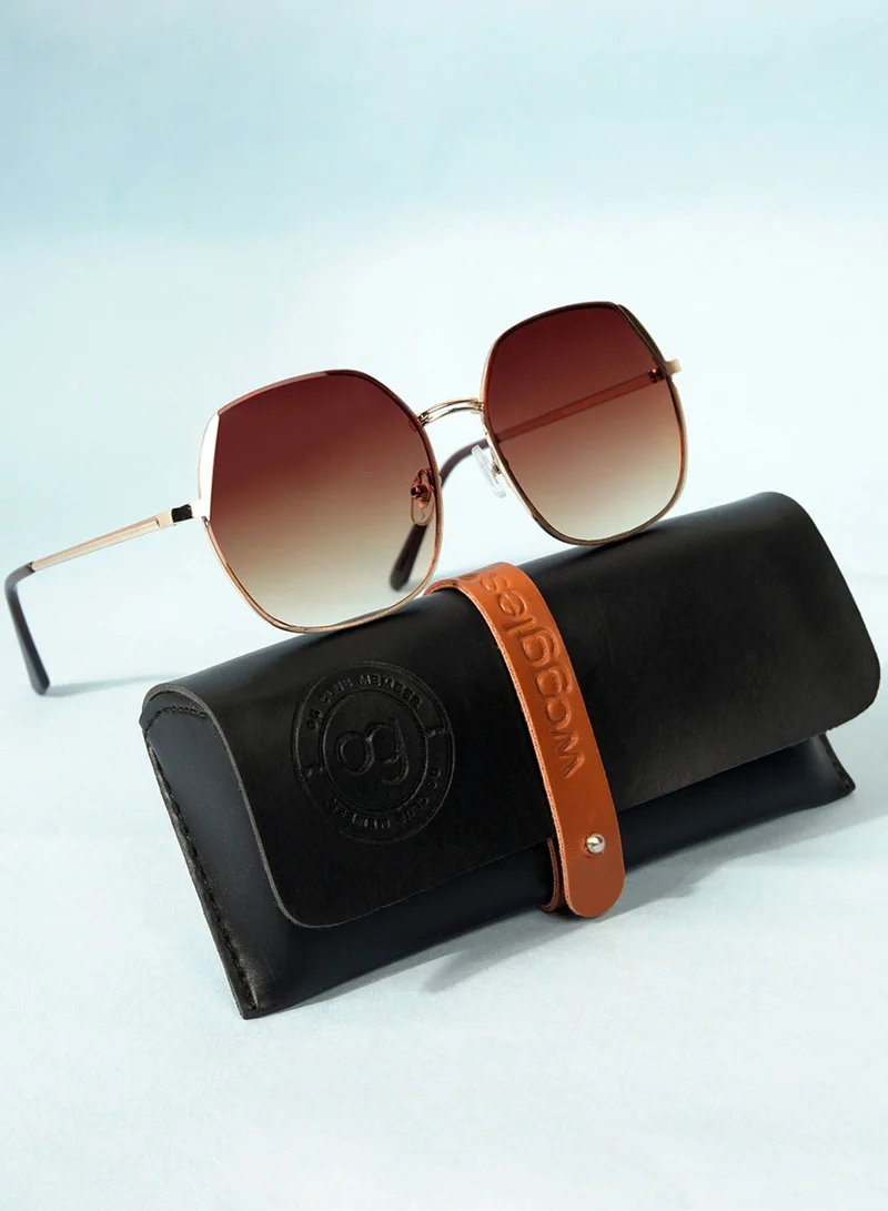Woggles Latest &amp; Stylish UV Protected Glow Golden Round Sunglasses for Men &amp; Women