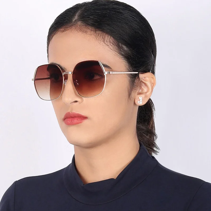 Woggles Latest &amp; Stylish UV Protected Glow Golden Round Sunglasses for Men &amp; Women