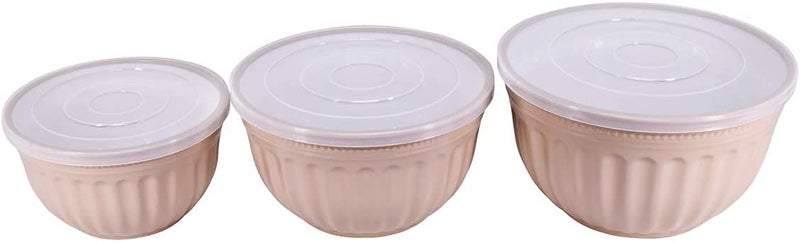 olpad 3 pcs Plastic Round Salad Bowls Setwith airtight lidMicrowave SafeFreezer SafeStorage BowlsMultipurposefor Home Kitchen - Image 2