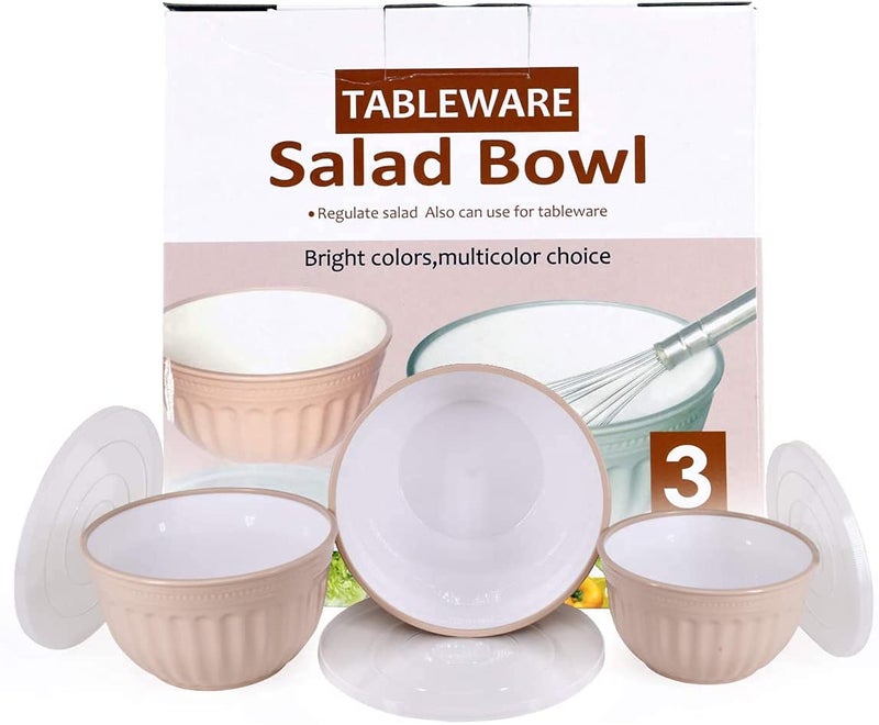 olpad 3 pcs Plastic Round Salad Bowls Setwith airtight lidMicrowave SafeFreezer SafeStorage BowlsMultipurposefor Home Kitchen - Image 4