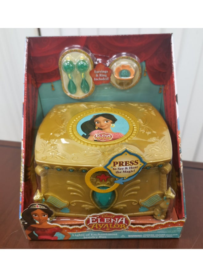 Play House Toy Princess Elena Sound And Light Dressing Box Girl Earrings Ring Jewelry Storage Box-Color:Elena Music Box  - Image 1