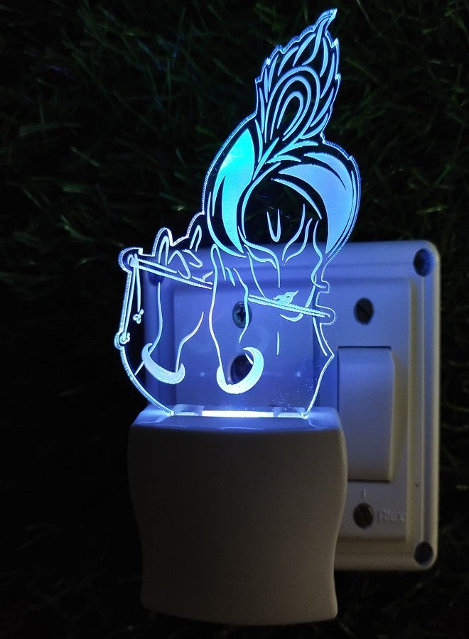 UKANI Krishna 3D Optical Illusion Acrylic Night Lamp, 7 Colors RGB Auto Colour Changing LED Plug and Play Night Light, Office Light, Best for Gift - Pack of 1 (SD010,Multicolour, 3 Inch) - Image 1