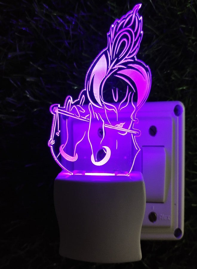 UKANI Krishna 3D Optical Illusion Acrylic Night Lamp, 7 Colors RGB Auto Colour Changing LED Plug and Play Night Light, Office Light, Best for Gift - Pack of 1 (SD010,Multicolour, 3 Inch) - Image 4