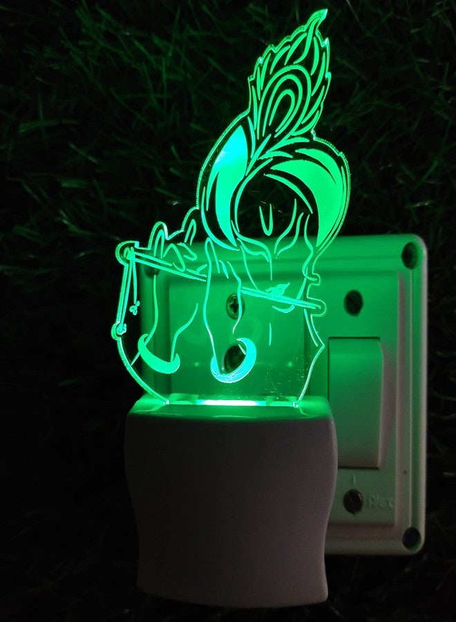 UKANI Krishna 3D Optical Illusion Acrylic Night Lamp, 7 Colors RGB Auto Colour Changing LED Plug and Play Night Light, Office Light, Best for Gift - Pack of 1 (SD010,Multicolour, 3 Inch) - Image 3