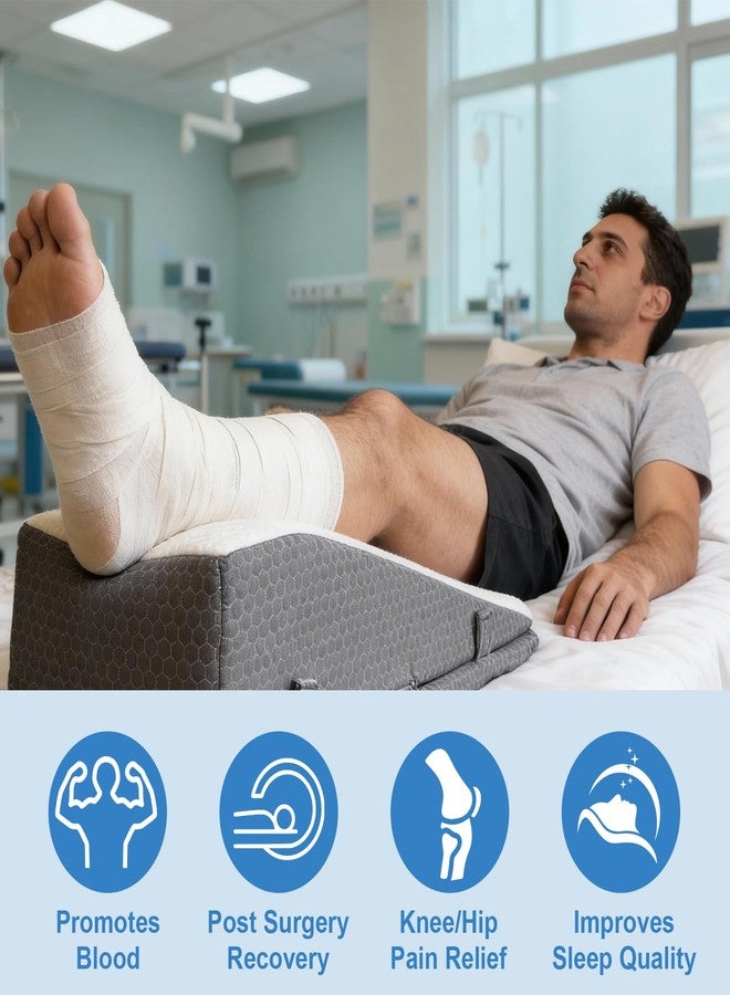 odesoy Leg Elevation Pillow Wedge for After Surgery - Adjustable Knee & Ankle Support, Post Surgery Recovery, Swelling Relief and Blood Circulation, Crystal Velvet Cover, High-Density Foam - Image 5