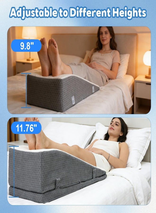 odesoy Leg Elevation Pillow Wedge for After Surgery - Adjustable Knee & Ankle Support, Post Surgery Recovery, Swelling Relief and Blood Circulation, Crystal Velvet Cover, High-Density Foam - Image 3