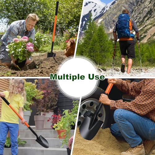 Pragmatist Small Shovel 43.3Inch Durable Metal Shovel for Digging Small Spade Shovel Garden Shovel for Gardening Digging Camping Farming and Outdoors, Orange - Image 4
