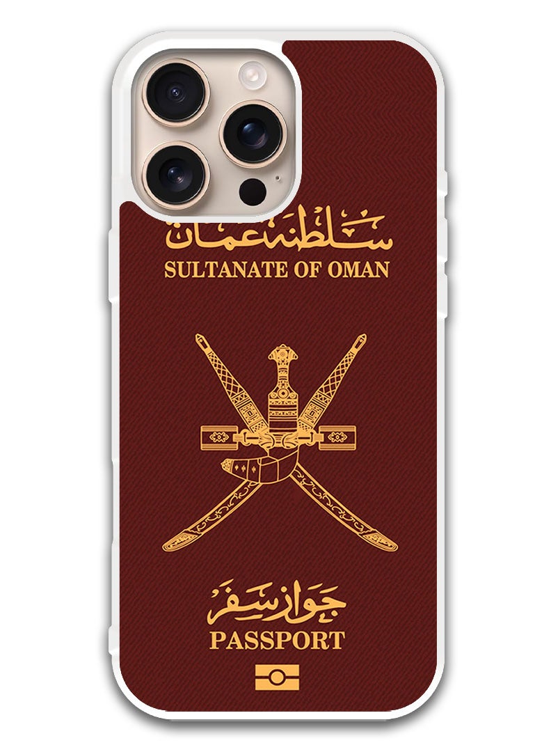 Theodor Protective Case Cover For APPLE IPHONE 16 Pro Oman Passport (White Bumper) - Image 1