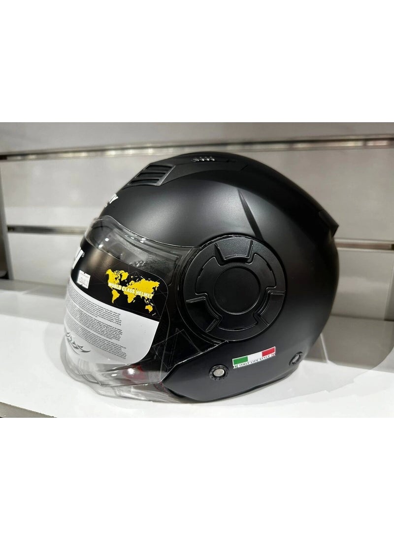 sway Helmet SW-766 Matte Black Chinless with Sunglasses  - Image 1