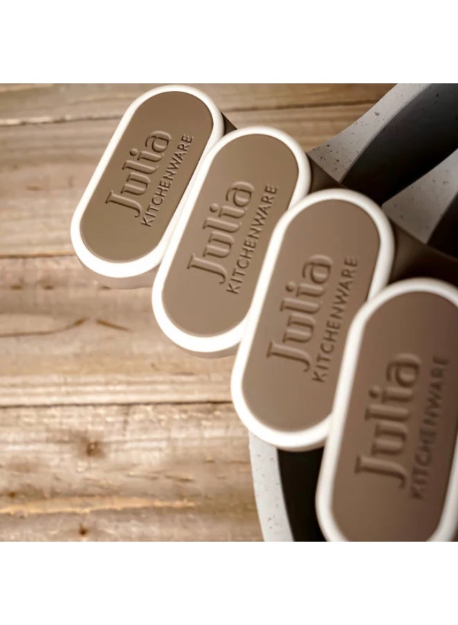 جوليا طقم أواني طهي جوليا إيليت بروف، 8 قطع مع أغطية - بني - بيج جرانيت غير لاصق - مناسب للطهي بالحث - Image 5